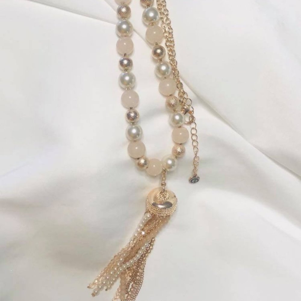 Rose Gold Colored Statement Necklace/Matching Earr